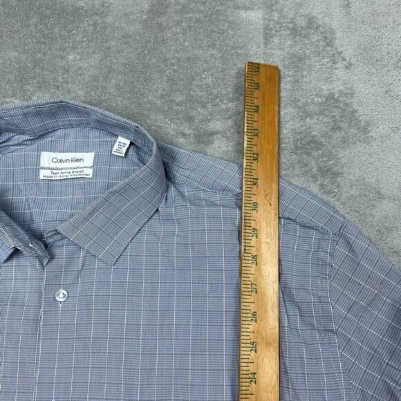 Calvin Klein Mens 2XL Blue Check Long Sleeve Button-Down Shirt a0065 - Picture 7 of 8